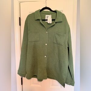 Muk Luks Quilted Olive Green Shirt Jacket